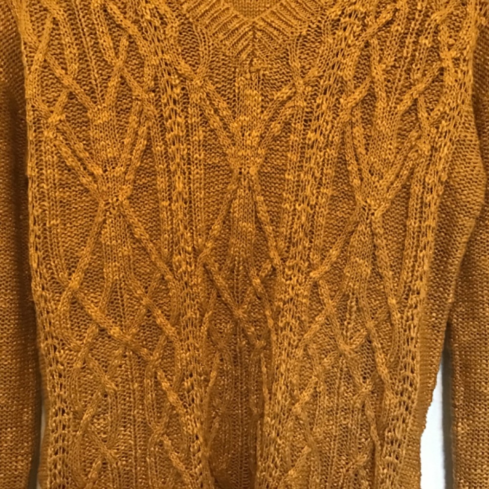 Jolt Women’s Gold V-Neck Sweater Side Ties Size Large - Picture 3 of 7